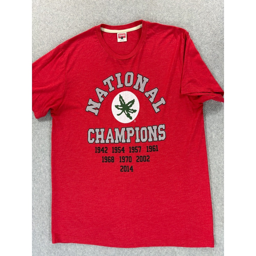 Ohio State Buckeyes Screened Logo Campus S/S Crew Shirt (Men's Large) Red